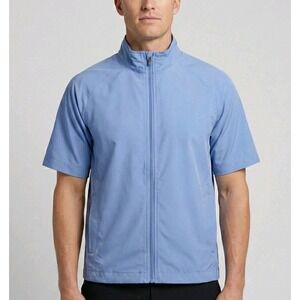 Medium Sun Mountain Aero SS Golf Jacket  Blue Short Sleeve Windbreaker Full Zip